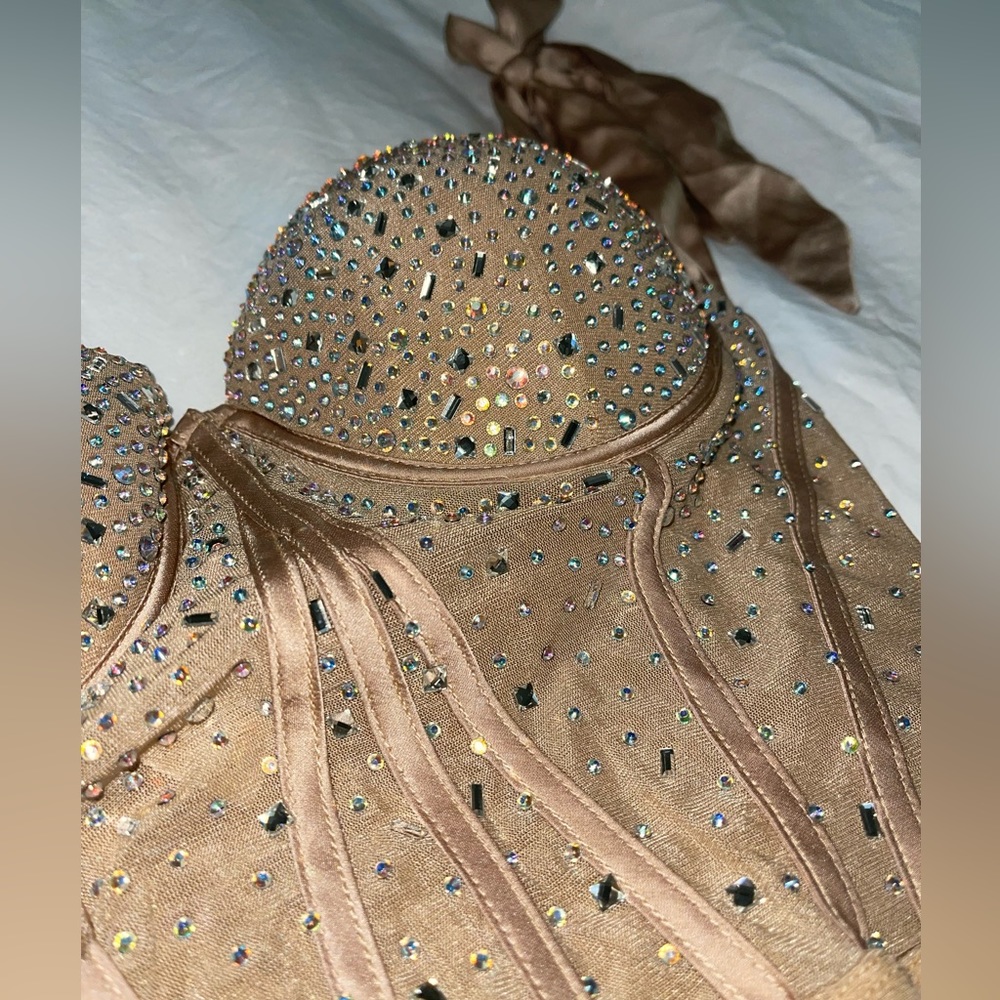 Cinderella nude rhinestone body suit